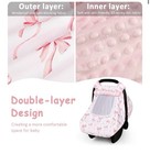 Baby Car Seat Canopy Cover  Pink white Bow  Mesh Window  Universal Fit  Infant