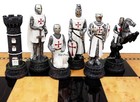 Medieval Times Crusades Blue   White Maltese Knight Chess Pieces Set -no Board