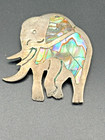 Vintage Taxco Mexico Sterling Silver Abalone Elephant Brooch Pin Sg Maker Eagle3