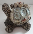 Vintage Cement Turtle With Real Sea Shells Figurine Paperweight