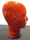 Glass Head  Opaque Ruby Orange   Life Size Mannequin Head  Great For Room Decor 