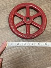 Vintage Antique 6  Red Industrial Steampunk Valve Handle Wheel Farmhouse Fire