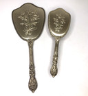 Vintage Mirror And Brush Vanity dresser Set Ornate Silver-plated