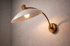 Mid Century Modern Brass Wall Sconce  White Dome Lamp  Vintage Style Fixture