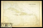 Antique Caribbean Map Of The West Indies Cuba Puerto Rico Jamaica Original Atlas
