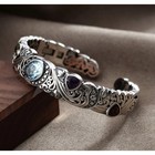 925 Sterling Silver Women s Blue Purple Stone Cuff Bracelet Bangle Band Gift