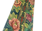 Custom Made Luxury Table Runner 98  Embroidered Print Green Blue Floral Fringe