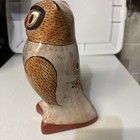 Tonala Mexican Pottery Signed P  Mateos Hand Painted Large Owl Figurine