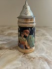 Vintage German Stoneware Beer Stein With Pewter Lid