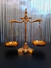 Antique Victorian Brass Balance Scale Fish Beam Serpent Motif Justice   Weights
