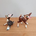 Vintage Set Of Porcelain Fawn Deer Figurines Bambi Long Lashes 2 