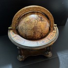 Vintage Old World Zodiac Astrology Wooden Desktop Globe W  Stand  