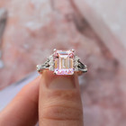 5 24 Ct Real Natural Pink Sapphire Diamond Wedding Ring 14k White Gold Size 8