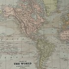 Large Antique 1886 Map Of The World 21 5   x13 5   