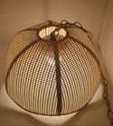 Mcm Vtg 1970s Wicker Rattan Swag Lamp Hanging Ceiling Light Fixture Boho Shade