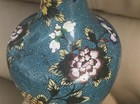 Antique Chinese Cloisonn   Enamel Vase   circa 1875    Original Hand Carved Stand  