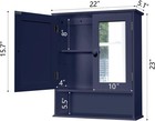Blue Wall Mounted Bathroom Medicine Cabinet With Mirror 2 Doors