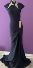 New Jovani Sz 4 Dress Gown Navy Cap Sleeves Maxi Prom Bridesmaid Women