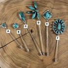 Sterling Silver Turquoise Western Oval Hat Pin
