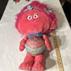 Dreamworks Trolls Poppy Medium Washable Plush Doll Pink Hair Flower Headband