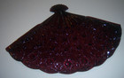 Htf Fenton Glass Deep Purple Fan Tray Daisy   Button Pattern C 1940 - Free Ship