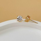 Hip Hop Men s Zirconia Prong Gold Plated Straight Needle Screw Back Stud Earring