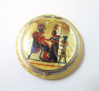 Antique Egyptian Revival Compact Guilloche Enamel Silver