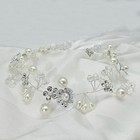Bridal Hair Vine Pearl Crystal Wedding Headpiece Silver Ribbon Headband Bride