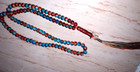 Handmade Blue   Amber Tone Islamic Prayer Beads Misbaha Tasbih Rosary Tassel