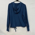 Adidas Hoodie Women   s L Blue Lightweight Drawstring Hem Button Pullover