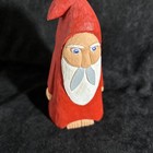 Vintage Wood Carved Santa Gnome With Bottom Showing Rustic Christmas Folk Art