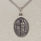 Silver Tone Base Medal Saint Benedict Protection Frm Evil Pendant Chain Necklace