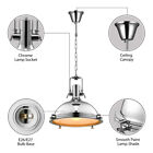 Vintage Chrome Pendant Light Island Ceiling Fixture Hanging Lamp With Dome Shade