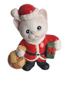 Vtg  Flambro 1993 White Kitty Cat 3  Santa Ceramic Figurine- No Box