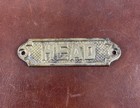 Vintage Brass Head Sign  Wall Decor  Restroom Sign  Nautical