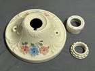 Vtg 6  Porcelain Flush Mount Ceiling Single Bulb Light Fixture Floral Porcelier