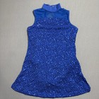 Balera Blue Sleeveless Sequin Shift Dress Size Xlc Lined Mock Neck D11024