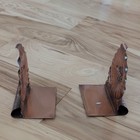 Gregorian Copper Bookends Pair Distressed Vintage Floral Design Art Nouveau  201