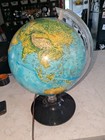 Vtg Rand Mcnally Light-up Lighted  World Globe Lamp Physical Political 12  1982