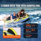 Inflatable Towable Tube 3 Riders Water Sport W  Bumper Fins   Repair Patches New