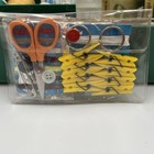 Vintage Sewing Lot - Green Tray With Wooden Spools   Hand-i-packet Notions