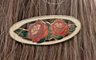 Vintage Cloisonne Hair Combs Pair -  Rose Design