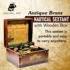 Antique Brass Nautical Sextant Wooden Box-navigation Instruments Nautical Sex   
