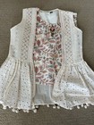 Ivory Crop Shirt With Sleeveless Jacket And Flare Pants  Small   Nice 