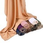 Muslim Women Chiffon Hijab Scarf Chain Edge Shawls Solid Color Long Turban Wraps
