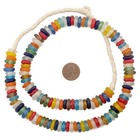 Mixed Rondelle Recycled Glass Beads 11mm Ghana African Sea Glass Multicolor Disk