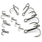 100pcs Fishing Treble Hooks High Carbon Steel Sharp Round Bend Lure Fish Hooks