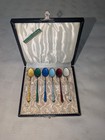Spritzer Fuhrmann Set Of 6 Sterling Silver  925s  Enamel Demitasse Spoons W  Box