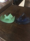 Pair Vintage Glass Ink Blotter  Scotty Dog And Sailing Ship Exc 