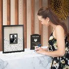 Wedding Guest Book Alternative     12x16 Black Picture Frame With 70 Wooden Hearts
